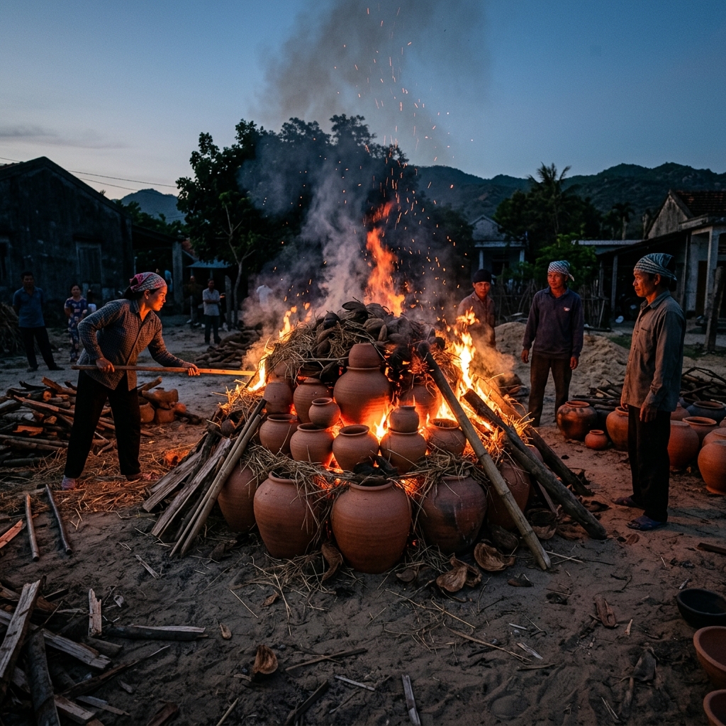 Nung gốm lộ thiên ngoài trời